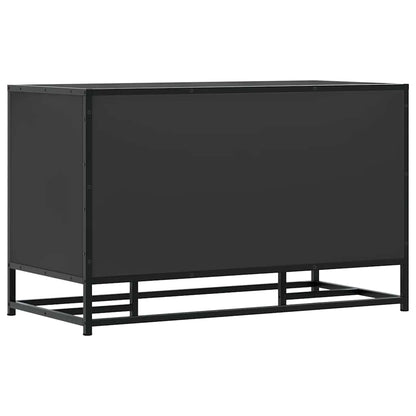 Sleek Black Shoe Bench 84x40x53.5 cm | Engineered Wood & Metal