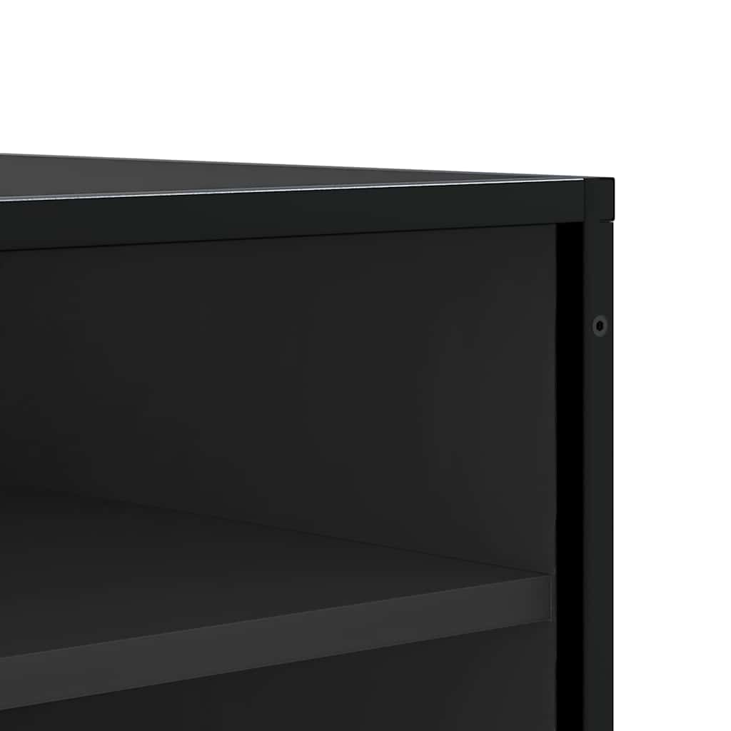 Sleek Black Shoe Bench 84x40x53.5 cm | Engineered Wood & Metal