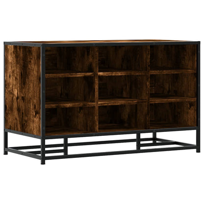 Smoked Oak Shoe Bench - Engineered Wood & Metal, 84x40x53.5 cm