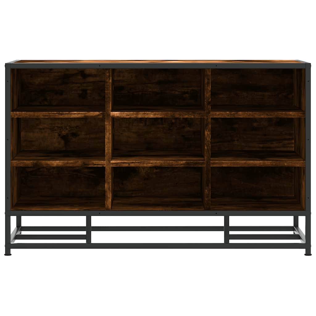 Smoked Oak Shoe Bench - Engineered Wood & Metal, 84x40x53.5 cm