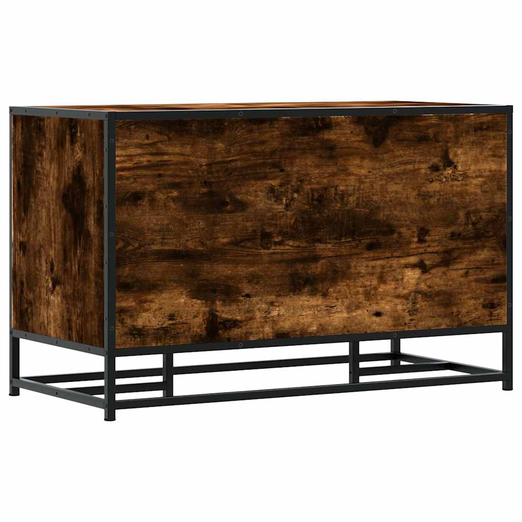 Smoked Oak Shoe Bench - Engineered Wood & Metal, 84x40x53.5 cm