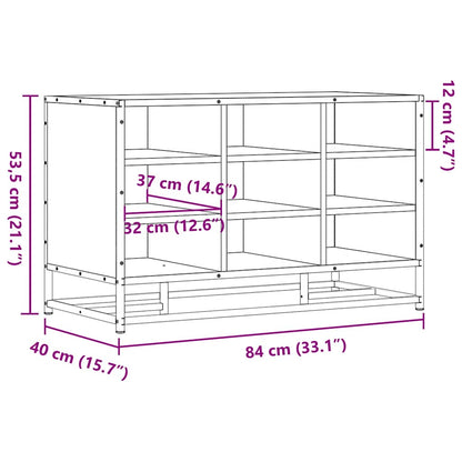 Grey Sonoma Shoe Bench - Engineered Wood & Metal - 84x40x53.5 cm