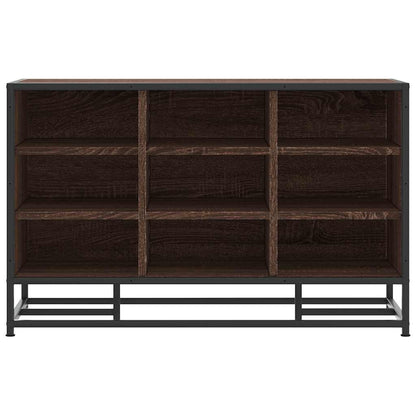 Brown Oak Shoe Bench - 84x40x53.5 cm, Engineered Wood & Metal