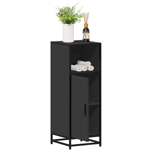 Sleek Black Bathroom Cabinet 35x37.5x100 cm - Engineered Wood