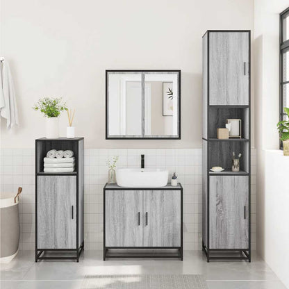 Grey Sonoma Bathroom Cabinet 35x37.5x100 cm - Engineered Wood