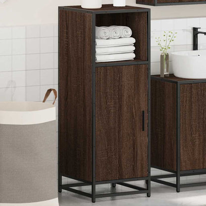 Brown Oak Bathroom Cabinet – 35x37.5x100 cm Engineered Wood