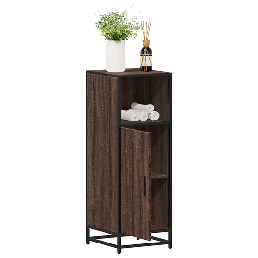Brown Oak Bathroom Cabinet – 35x37.5x100 cm Engineered Wood
