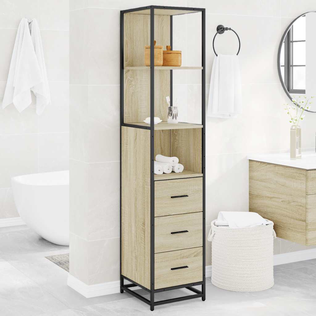 Sonoma Oak Bathroom Cabinet - 35x37.5x166 cm Engineered Wood
