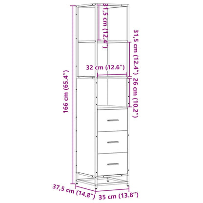 Sonoma Oak Bathroom Cabinet - 35x37.5x166 cm Engineered Wood