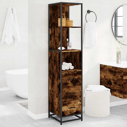 Smoked Oak Bathroom Cabinet - 35x37.5x166 cm Engineered Wood