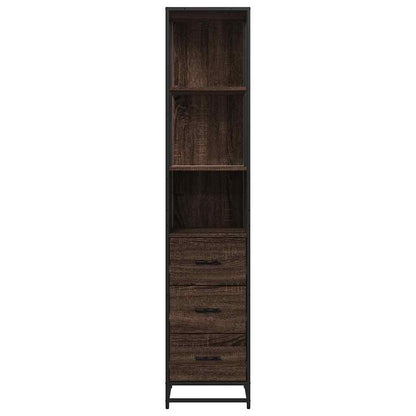 Brown Oak Bathroom Cabinet, 35x37.5x166 cm, Engineered Wood