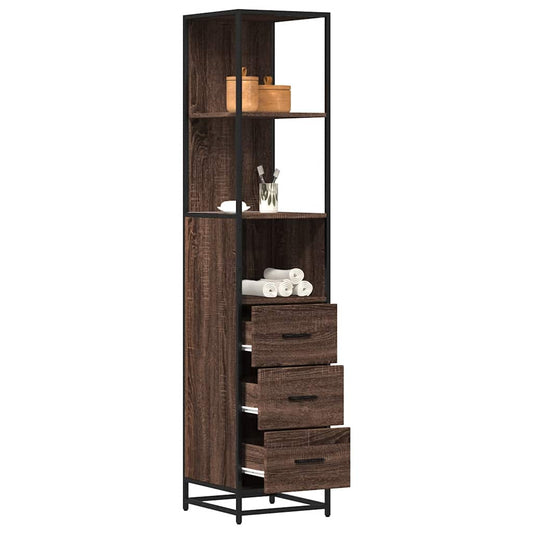 Brown Oak Bathroom Cabinet, 35x37.5x166 cm, Engineered Wood