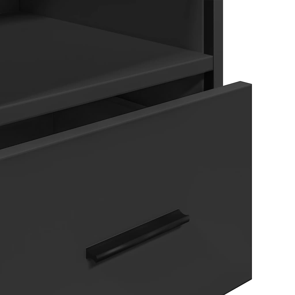 Stylish Black Bathroom Cabinet, 35x37.5x100 cm, Engineered Wood