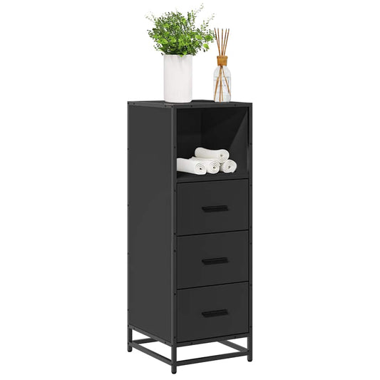 Stylish Black Bathroom Cabinet, 35x37.5x100 cm, Engineered Wood