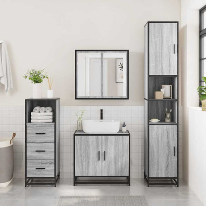 Grey Sonoma Engineered Wood Bathroom Cabinet, 35x37.5x100 cm