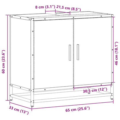 Sonoma Oak Bathroom Sink Cabinet, 65x33x60 cm, Engineered Wood