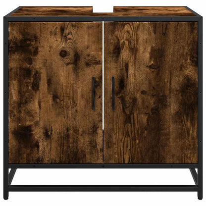 Smoked Oak Engineered Wood Bathroom Sink Cabinet 65x33x60 cm