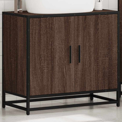 Brown Oak Bathroom Sink Cabinet 65x33x60 cm - Engineered Wood