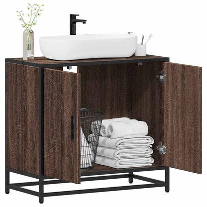Brown Oak Bathroom Sink Cabinet 65x33x60 cm - Engineered Wood