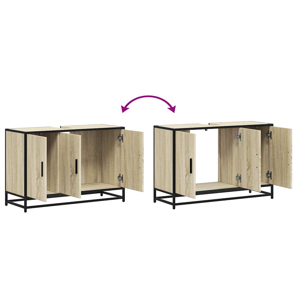 Sonoma Oak Bathroom Sink Cabinet, 90x33x60 cm, Engineered Wood