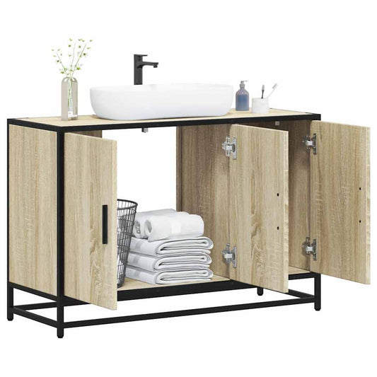 Sonoma Oak Bathroom Sink Cabinet, 90x33x60 cm, Engineered Wood