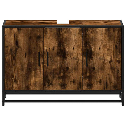 Smoked Oak Bathroom Sink Cabinet 90x33x60 cm - Engineered Wood