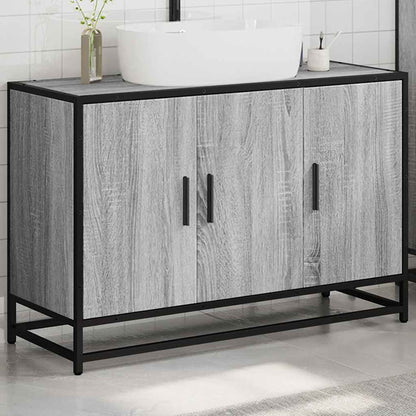 Grey Sonoma Engineered Wood Bathroom Sink Cabinet 90x33x60 cm