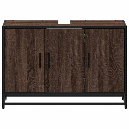 Brown Oak Bathroom Sink Cabinet 90x33x60 cm - Engineered Wood