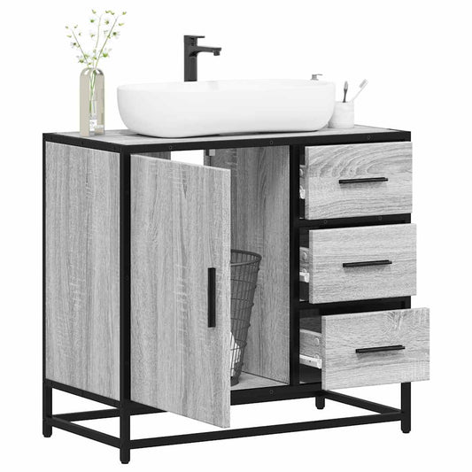 Grey Sonoma Bathroom Sink Cabinet 65x33x60 cm - Engineered Wood