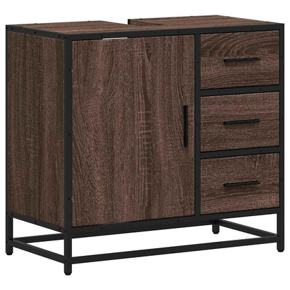 Brown Oak Bathroom Sink Cabinet 65x33x60 cm - Engineered Wood