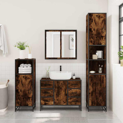 Smoked Oak Bathroom Sink Cabinet 80x33x60 cm - Engineered Wood
