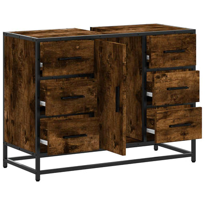 Smoked Oak Bathroom Sink Cabinet 80x33x60 cm - Engineered Wood