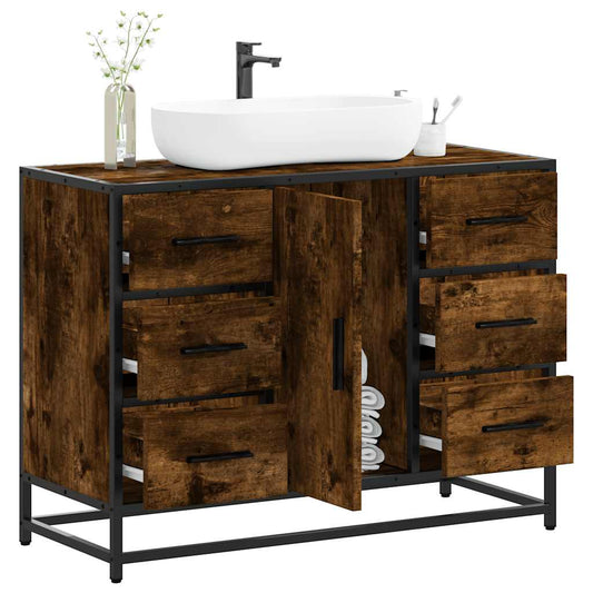 Smoked Oak Bathroom Sink Cabinet 80x33x60 cm - Engineered Wood