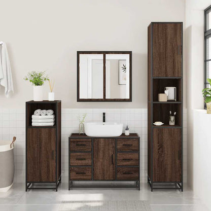 Brown Oak Engineered Wood Bathroom Sink Cabinet 80x33x60 cm