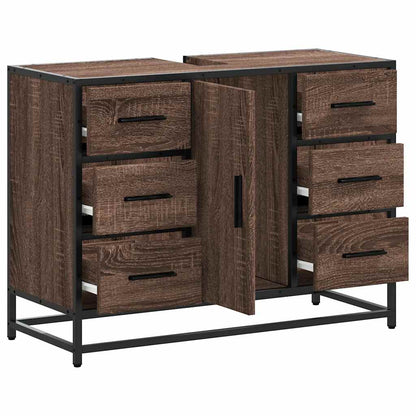 Brown Oak Engineered Wood Bathroom Sink Cabinet 80x33x60 cm