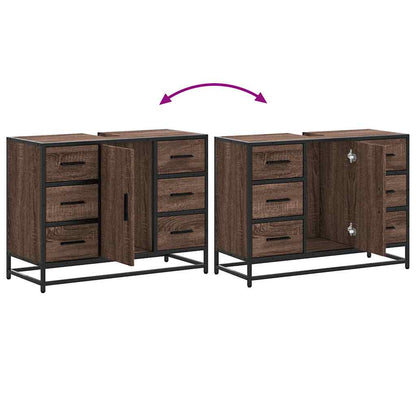Brown Oak Engineered Wood Bathroom Sink Cabinet 80x33x60 cm