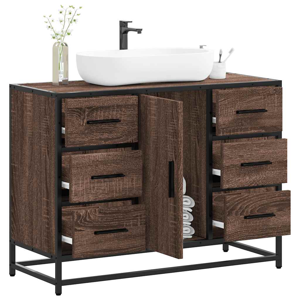 Brown Oak Engineered Wood Bathroom Sink Cabinet 80x33x60 cm