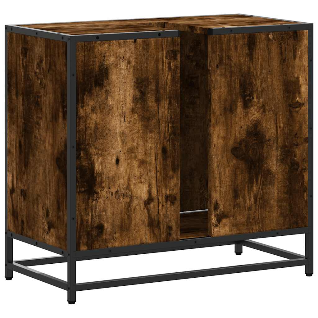 Smoked Oak Bathroom Sink Cabinet 65x33x60 cm - Engineered Wood