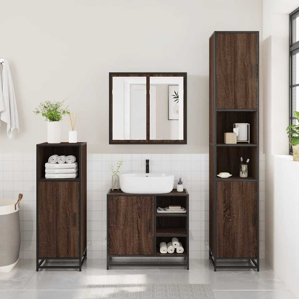 Brown Oak Bathroom Sink Cabinet, 65x33x60 cm, Engineered Wood