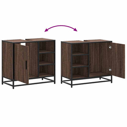 Brown Oak Bathroom Sink Cabinet, 65x33x60 cm, Engineered Wood
