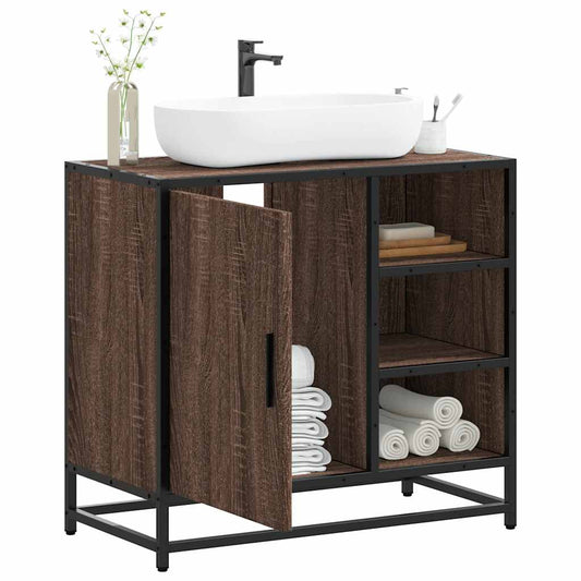 Brown Oak Bathroom Sink Cabinet, 65x33x60 cm, Engineered Wood