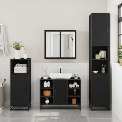 Black Bathroom Sink Cabinet, Engineered Wood, 80x33x60 cm