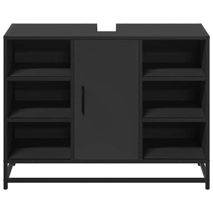 Black Bathroom Sink Cabinet, Engineered Wood, 80x33x60 cm