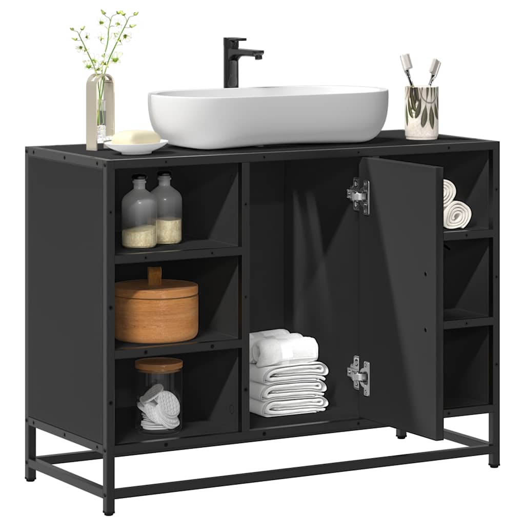 Black Bathroom Sink Cabinet, Engineered Wood, 80x33x60 cm