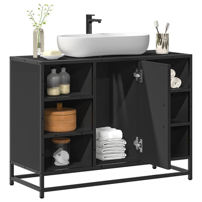 Black Bathroom Sink Cabinet, Engineered Wood, 80x33x60 cm