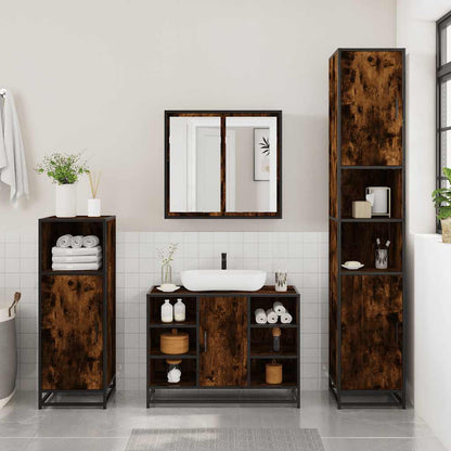 Smoked Oak Bathroom Sink Cabinet 80x33x60 cm - Engineered Wood