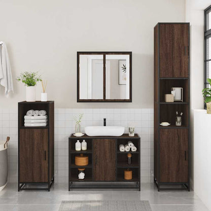 Brown Oak Bathroom Sink Cabinet, 80x33x60 cm, Engineered Wood