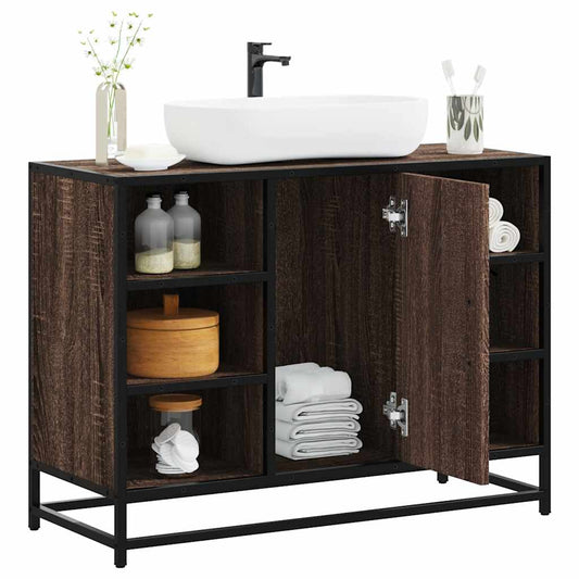 Brown Oak Bathroom Sink Cabinet, 80x33x60 cm, Engineered Wood