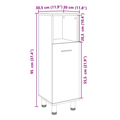 Sonoma Oak Bathroom Cabinet, Engineered Wood, 30.5x30x95 cm