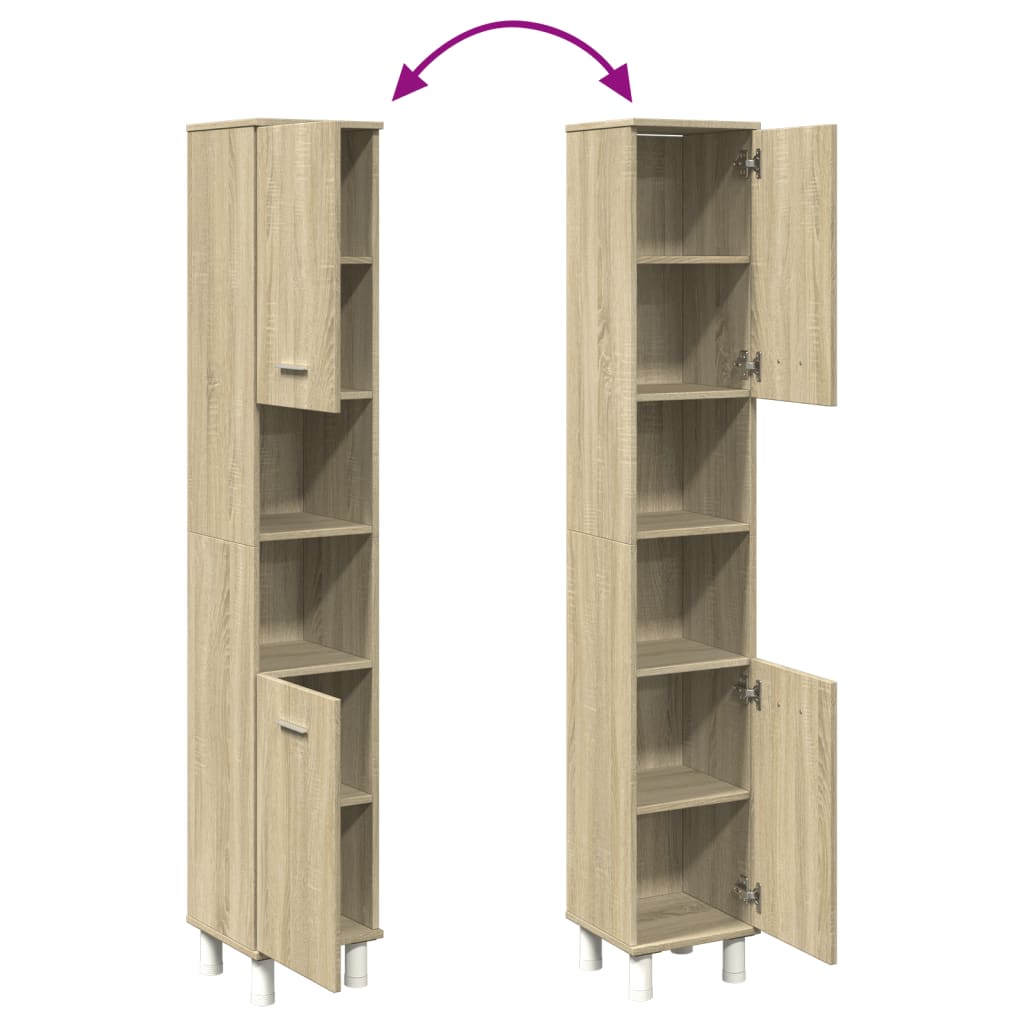 Sonoma Oak Bathroom Cabinet, 30.5x30x179 cm, Engineered Wood